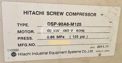 Used HITACHI DSP-90A6-M125 OIL-FREE SCREW 90 AIR COMPRESSOR Non-Lube Air Compressors New York US | US Recycling Equipment #1342528