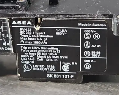 ASEA - RVH 22 - Thermal Overload Relay loc4B9