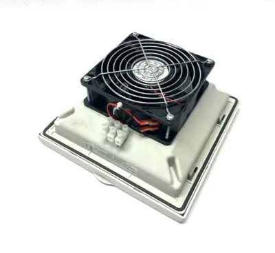 USED HOFFMAN NVENT SIDE MOUNT COOLING FILTER FAN LIGHT GRAY, 24V, 70CFM