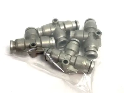 USED SMC UNION TEE FITTING, METAL, NICKEL-PLATED