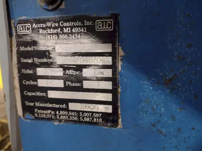 5,500 LBS X 48" AWC ACCRA WIRE CONTROLS MODEL #F-200AF HORIZONTAL PALLET TYPE POWERED DE-COILER REEL: STOCK #19269
