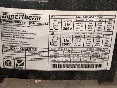 Used HYPERTHERM POWERMAX 65 Plasma Cutters Ohio US | HGR 24 #1506587