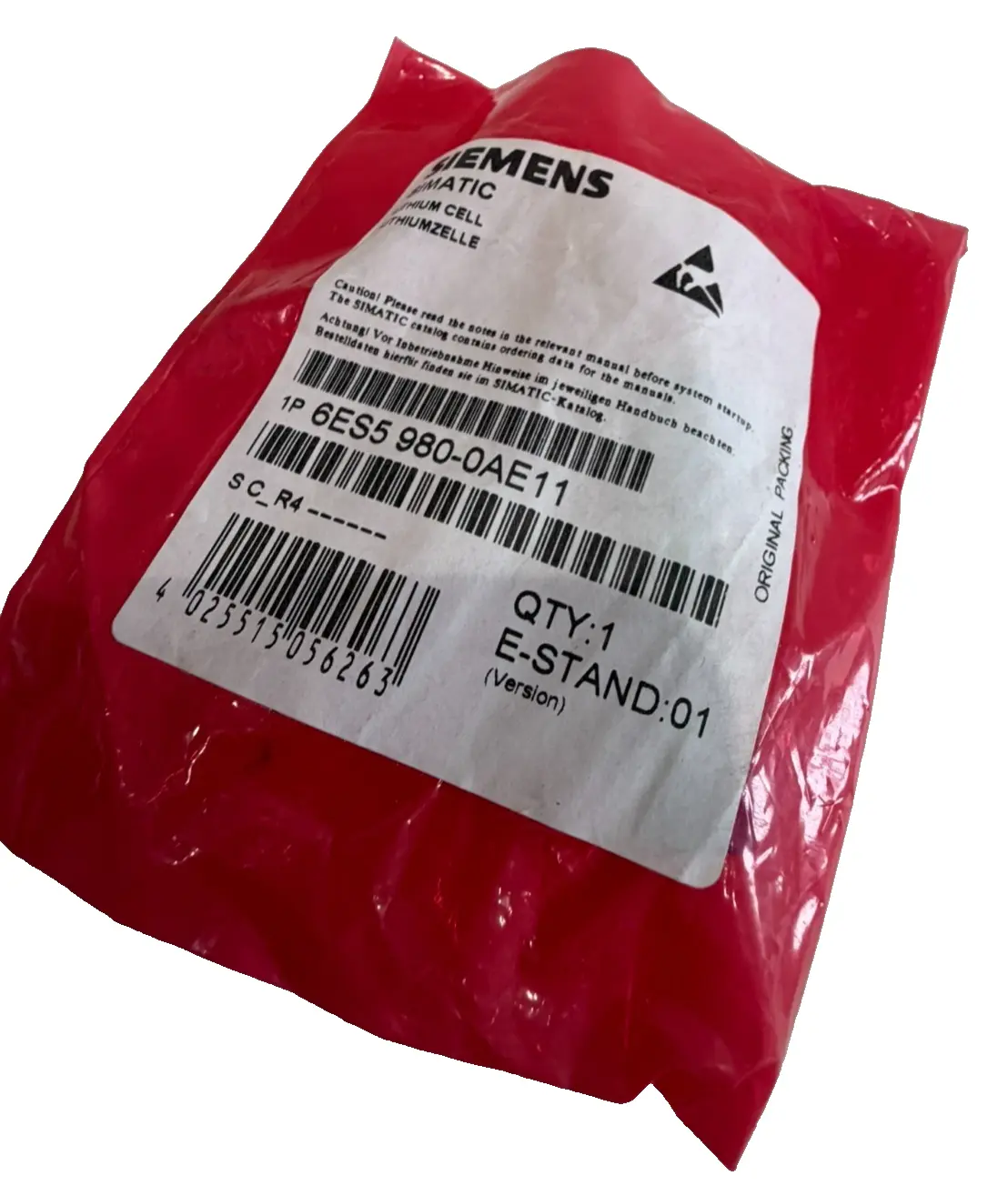 NEW SIEMENS 6ES5 980-0AE11 LITHUM CELL 6ES59800AE11
