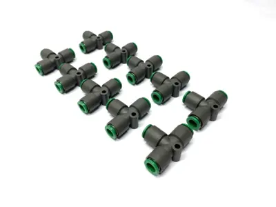 USED SMC PNEUMATIC UNION TEE FITTINGS FLAME RESISTANT 8MM LOT OF 10