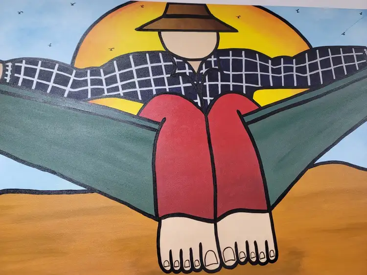 New | in-Stock FalconRestaurantSupply New Walmiru Original Faceless Painting on Canvas - Man in Hammock Rest 36" x 60" Estate & Personal Property Illinois US | Falcon Restaurant Supply #1376728