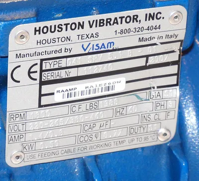 NEW HOUSTON VIBRATOR VISAM TYPE 041 5.1B-01 1800 R.P.M. 3 PHASE