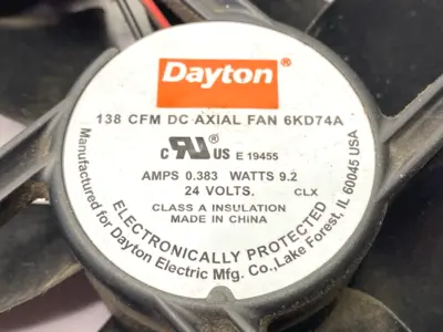 Used Dayton Axial Fan 138 CFM 24V .383A 9.2W Electronic Component Fans Michigan US | Maverick Industrial Sales #1394408