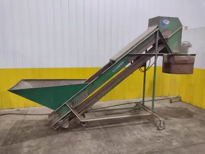 96" CP MFG MODEL #GC-100 "GLASSHOPPER" PORTABLE INCLINED CONVEYOR & GLASS CRUSHER: YOBRO #24416