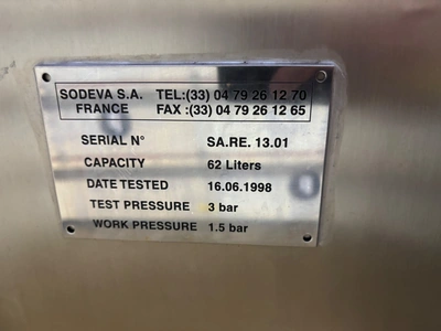 USED SODEVA S.A. 62 Litre