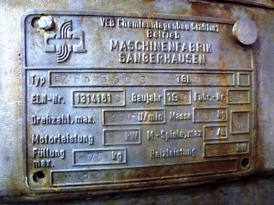 Sangerhausen FZPO 850C perforate basket centrifuge, 316SS.