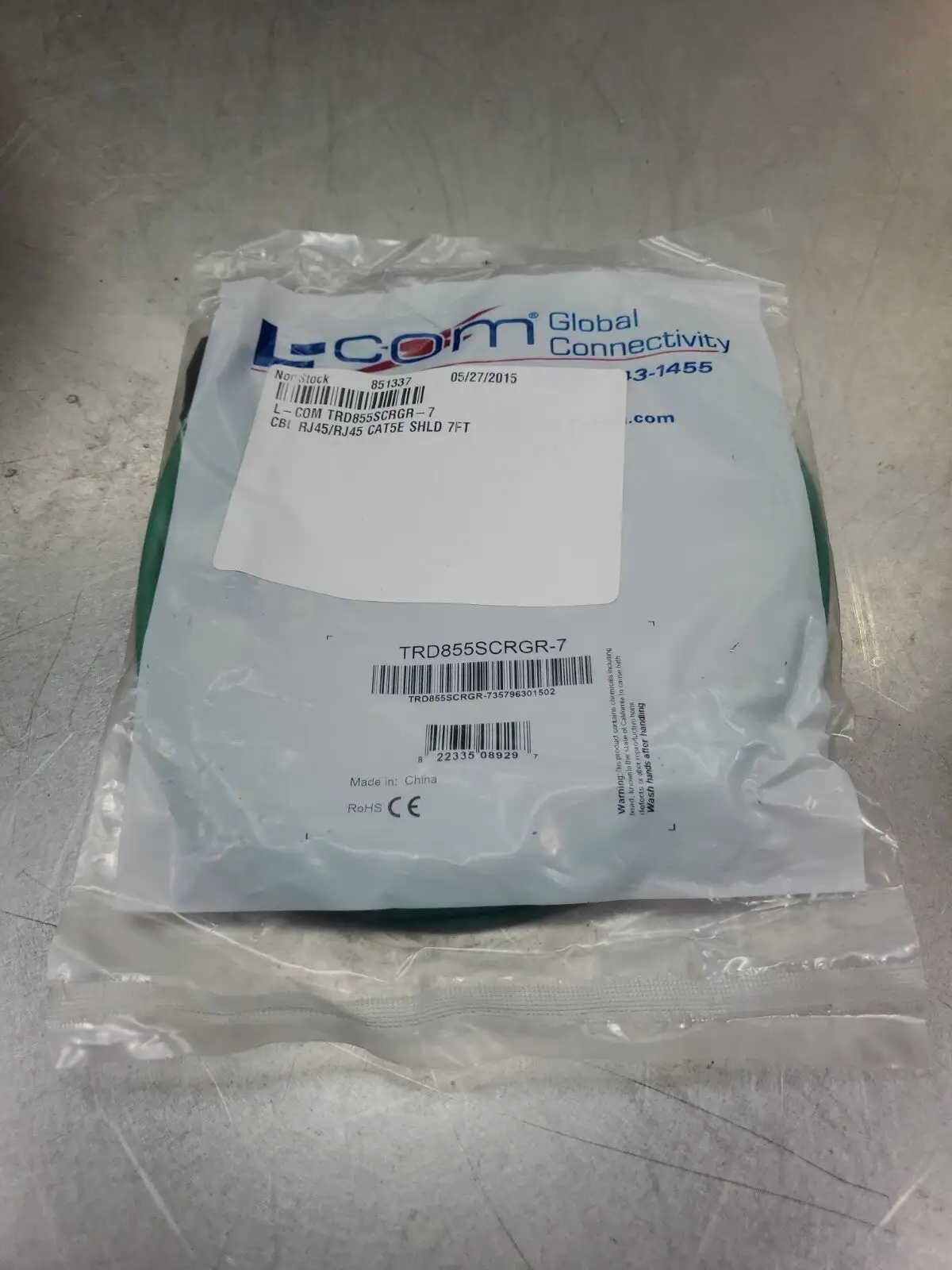 L-COM TRD855SCRGR-7 Network Cable Assembly - 7FT. 5A-1
