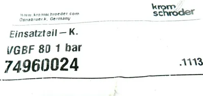 NEW KROM SCHRODER 74960024 PUMP PART VGBF 80 1 BAR