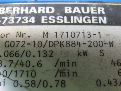 Eberhard Bauer G072-10/DPK884-200-W Electric Gear Motor 460V 0.43/0.48A