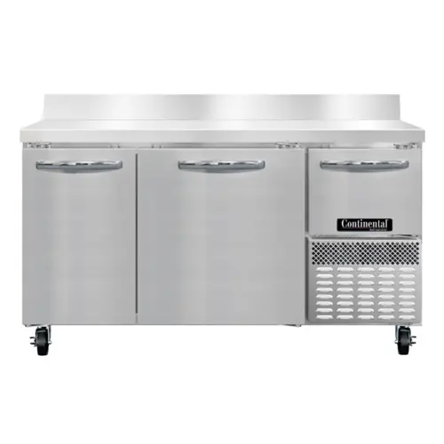 Continental RA60SNBS 60"W Worktop Refrigerator W/ (3) Sections & (3) Doors, 115v