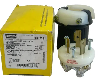 NEW HUBBELL HBL2341 TWIST LOCK PLUG 2P 20AMP 480VAC LOT OF 11