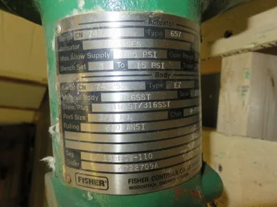 Fisher control valve type EZ, size 1", material 316ss
