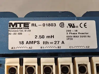 MTE RL-01803 18A 3Ph Reactor AC 600V 5060HZ Loc4E56