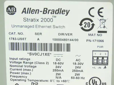 Allen Bradley 1783-US5T PLC Unmanaged Ethernet Switch 5-Port Ser A