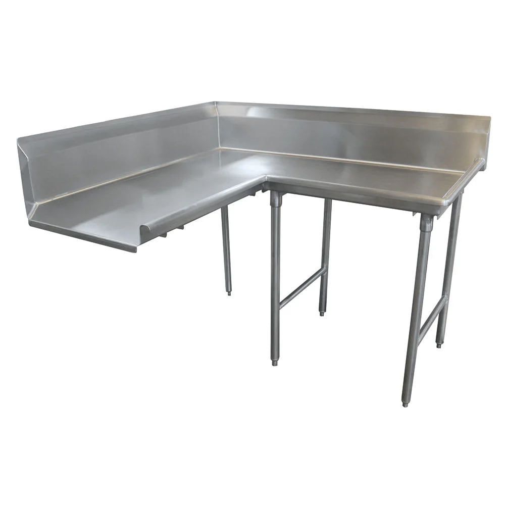 Advance Tabco DTC-K30-84R 83" Komer Clean Dishtable - L-Shape, Stainless Legs, L-R, 14 ga 304 Stainless