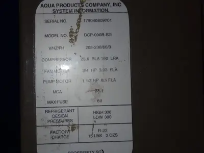 USED AQUA PRODUCTS DCP090BS2I