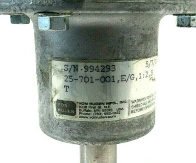 NEW VON RUDEN 25-701-001 GEAR BOX 25701001