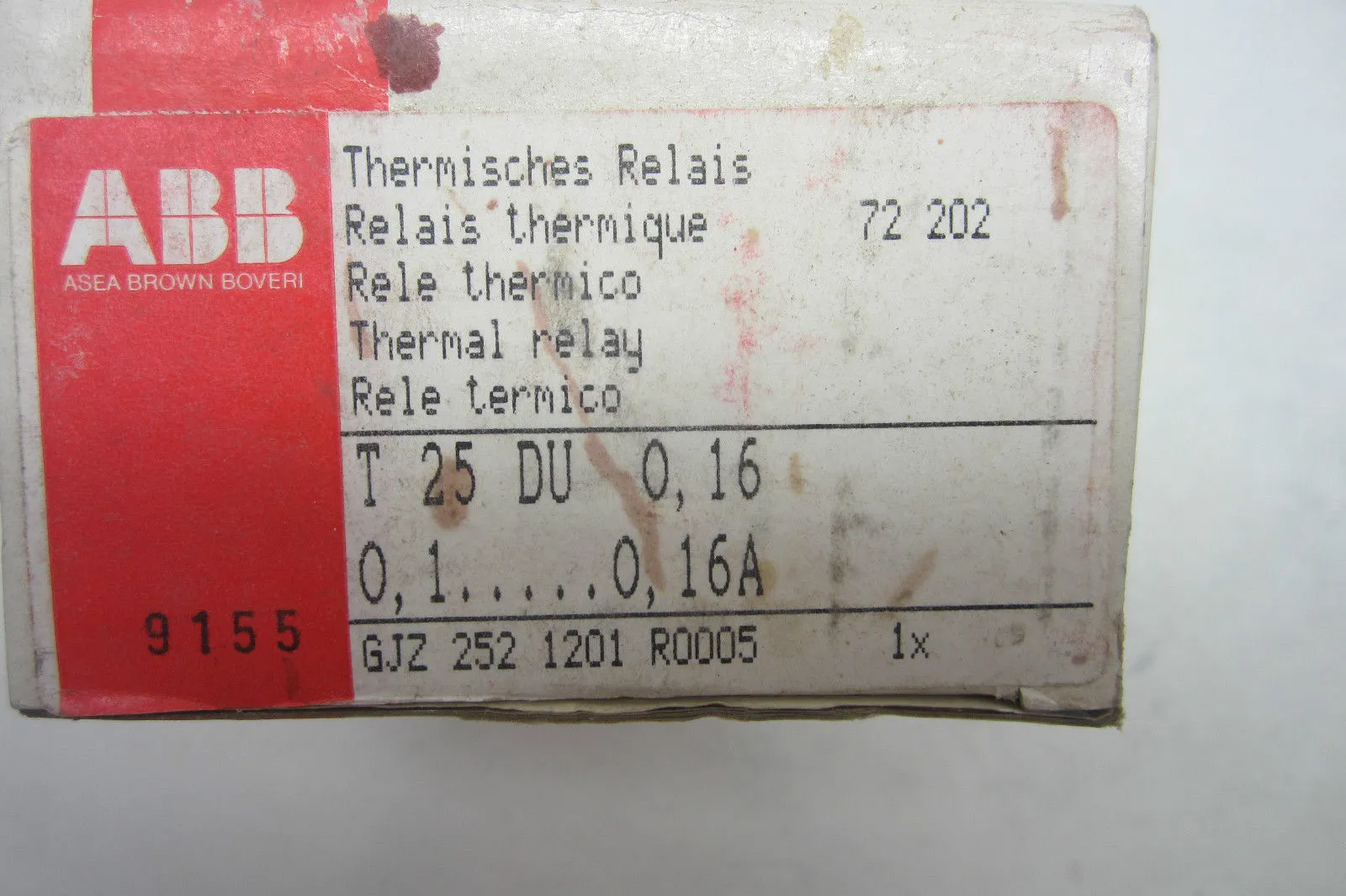 NEW ABB T25-DU-0,16 RELAY T25DU016