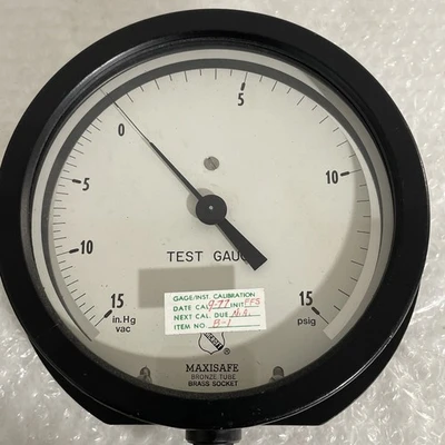 Ashcroft Maxisafe 0-15 PSI 15 In.Hg Vacuum Gauge 6" Dial 1/4" Nice Heavy Duty