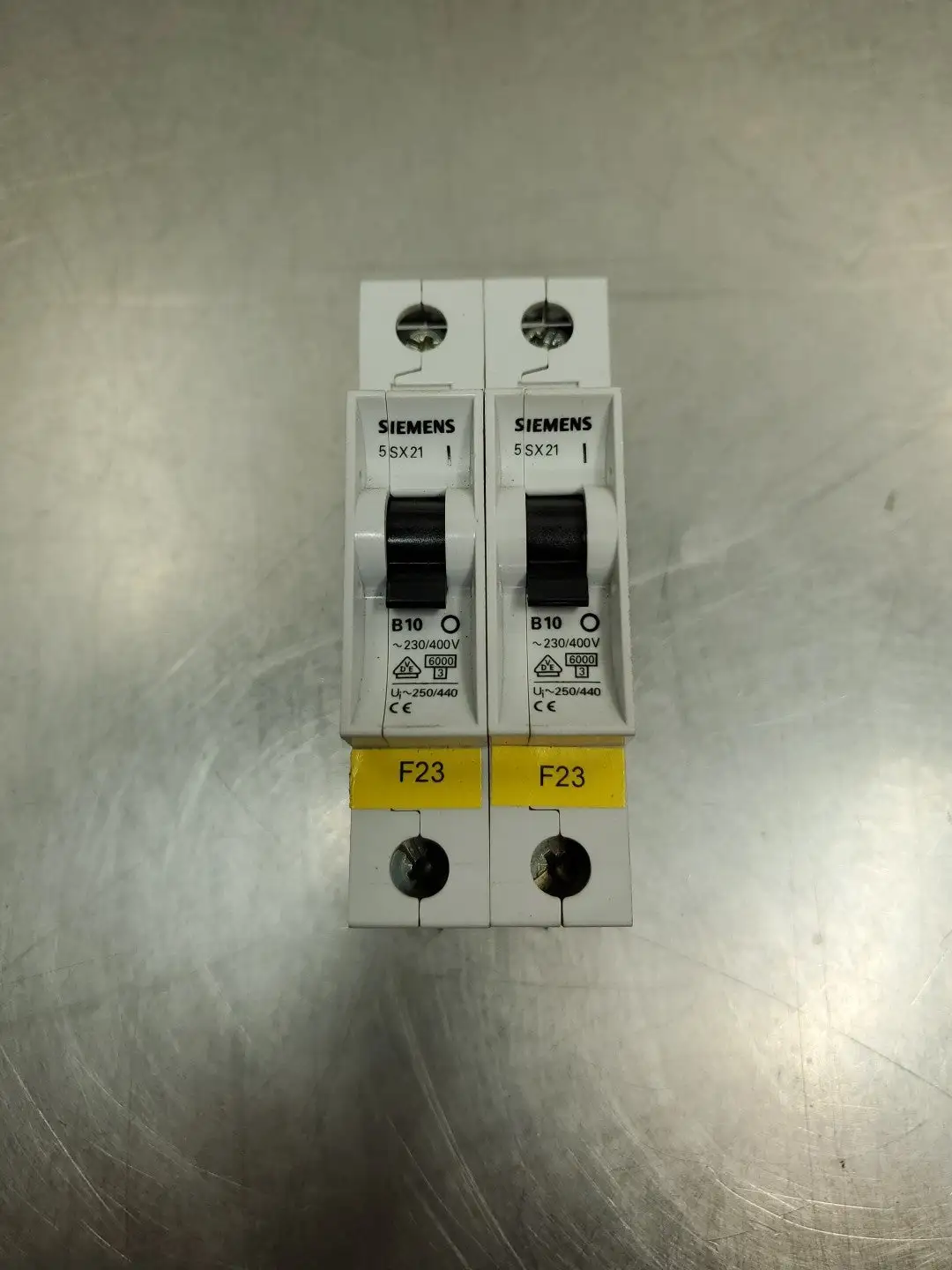 USED Siemens 5SX21 B10 Single-Pole Breaker, 230/400V, Lot of 2