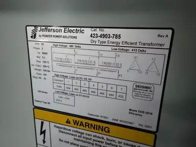 Used JEFFERSON ELECTRIC 4234903785 Distribution Transformers Ohio US | HGR 24 #981265