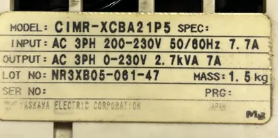 Used YASKAWA YASKAWA ELECTRIC,CIMR-XCBA21P5 Power Inverters Ohio US | Surplus Asset Holdings #1242980