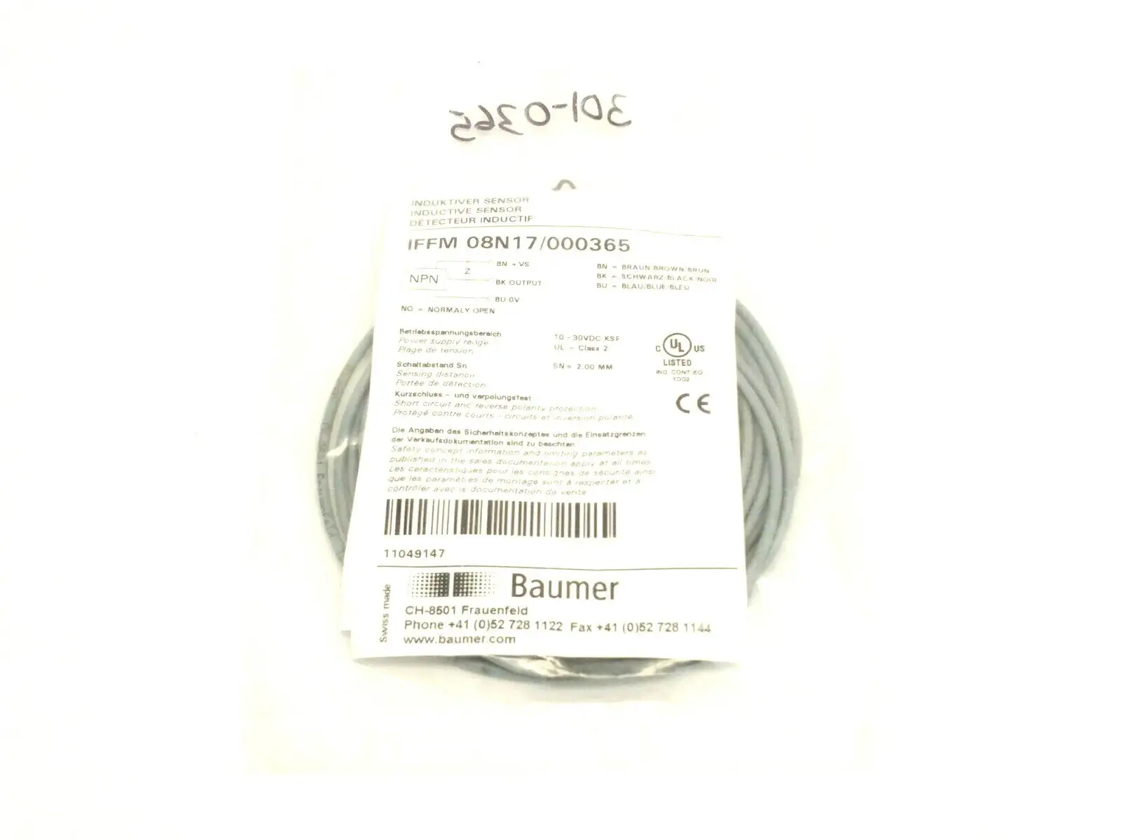 IFFM 08N17/000365 | Baumer  Subminiature Inductive Proximity Switch 10-30 VDC - New