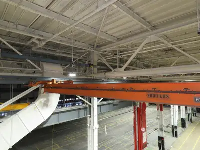 Cleveland Tramrail P&H 1 Ton Single Girder Underhung Bridge Crane 45' 10" Span