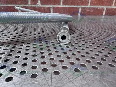 USED SANI-TECH WEST 84" STAINLESS STEEL FLEXIBLE BRAIDED HOSE 1/2" SANITARY FITTING