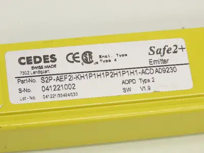 Cedes S2P-AEF2I-ACD Safe2+ Safety Light Curtain Emitter 1000mm Barrier