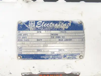 GE Wer Electrostat 5BY450B112 180V DC Motor 1Hp 1750 RPM CD188ATC 143T
