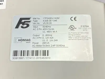 USED KEB HOMAG F5 AC MOTOR DRIVE 18.5KW 4.008.39.1346
