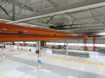 Cleveland Tramrail P&H 1 Ton Single Girder Underhung Bridge Crane 45' 10" Span