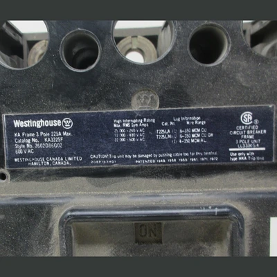 Westinghouse KA Frame 225 Amp Breaker