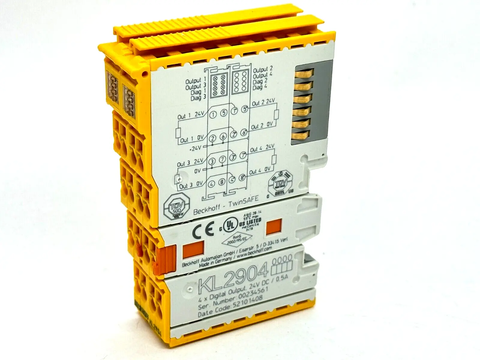 KL2904 | Beckhoff  Safety Bus Terminal 4-Channel Digital Output 0.5A 24VDC TwinSAFE - Used