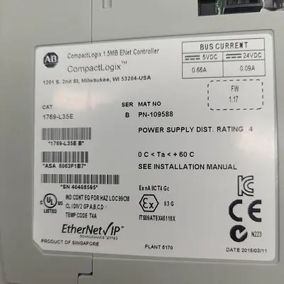 New | in-Stock ALLEN-BRADLEY ALLEN-BRADLEY COMPACTLOGIX 1.5MB ENET CONTROLLER 1769-L35E SER.B Industrial Controls | ND Industrial Surplus #1212148
