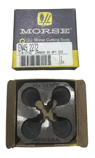 Morse 1/8"-27 x 2" Carbon Steel Square NPT Pipe Die USA Made