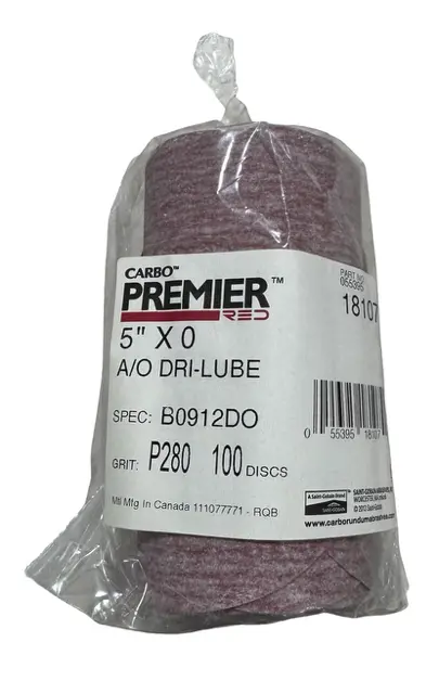 Carborundum 5" PSA Sanding Discs 280 Grit Aluminum Oxide 100 Pack