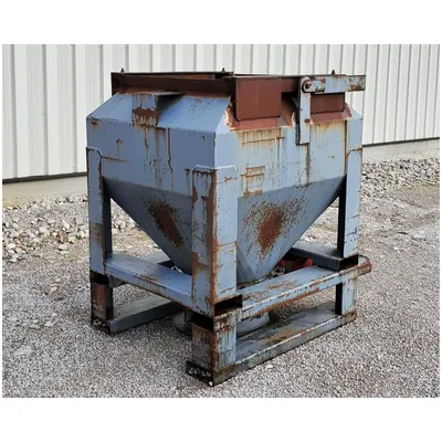 Used Tote Bin With Bray Butterfly Valve - 32 Cu/ft