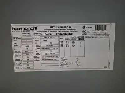 New | in-Stock HAMMOND POWER SOLUTIONS INC. EG3A0075KB Transformers British Columbia CA | Lenmark #835226