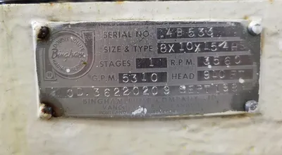 USED SULZER BINGHAM 8X10X15.25 HSB