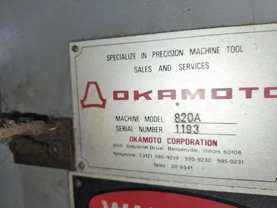 Used OKAMOTO 820A Reciprocating Surface Grinders Georgia US | The Equipment Hub #205758