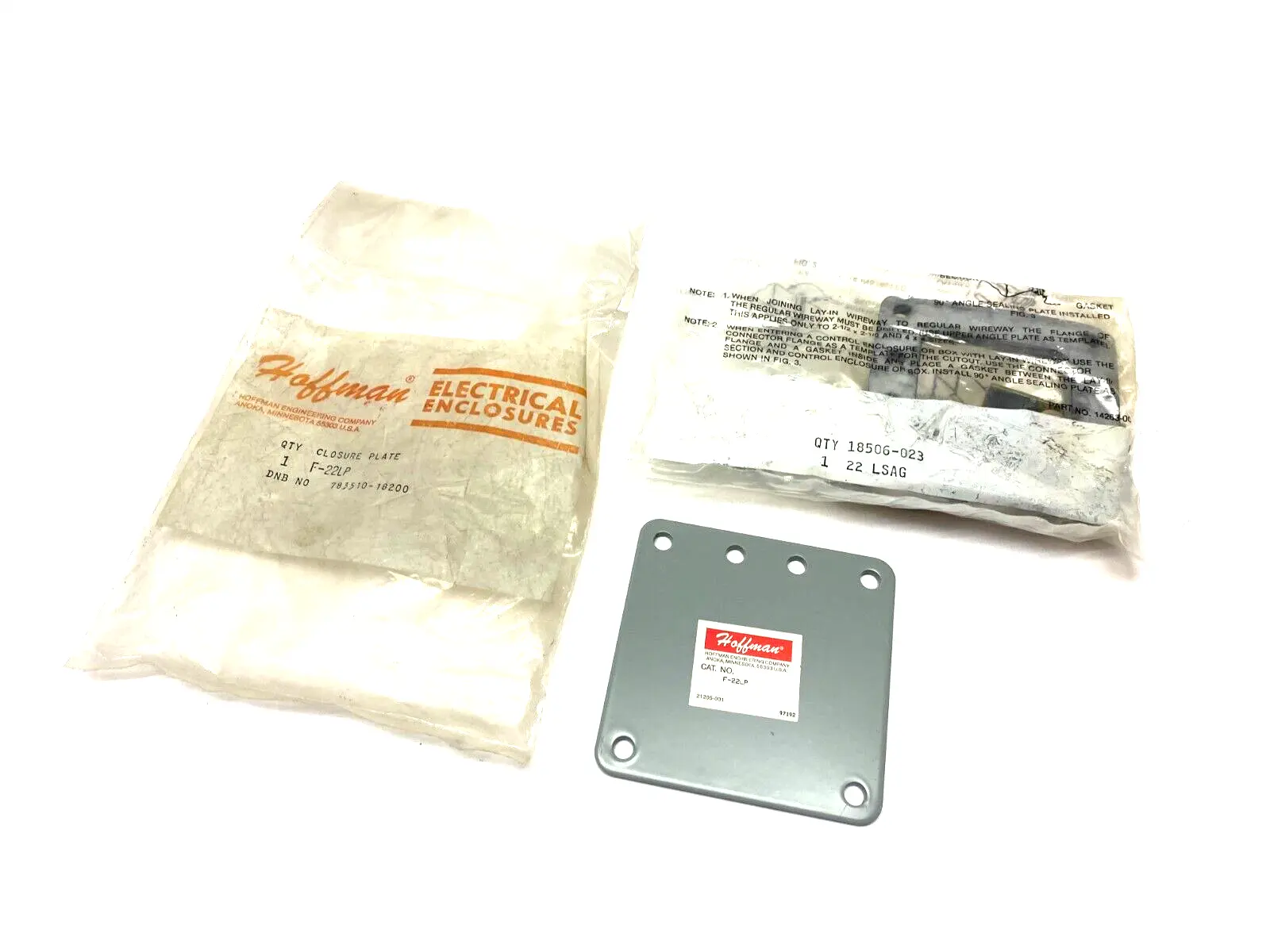 USED HOFFMAN NVENT LAY-IN CLOSURE PLATE, 2.50 X 2.50", GRAY STEEL