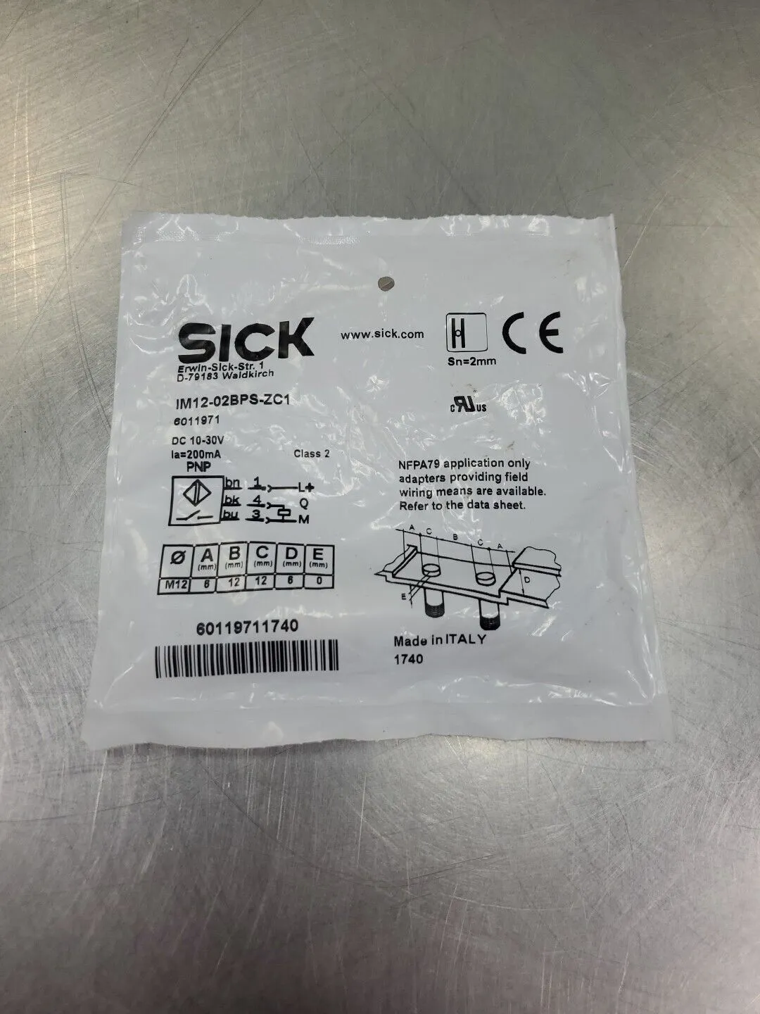 Sick IM12-02BPS-ZC1 Proximity Switch Sensor, 10-30VDC 200mA. 5E-36/2