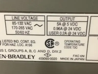 USED ALLEN BRADLEY 1746-P2 SER C / 1746-A10 SER B
