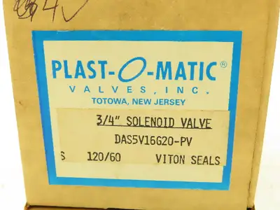 Plast-o-matic DAS5V16G20-PV Solenoid Valve 3/4" NPT Vented PVC Control Valve